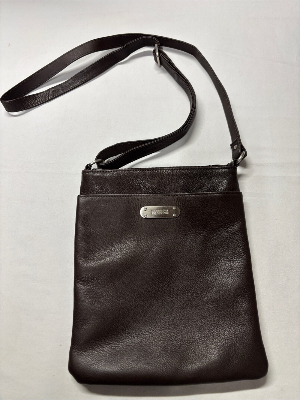 Kenneth Cole Reaction Dark Brown Pebbled Leather Crossbody Bag